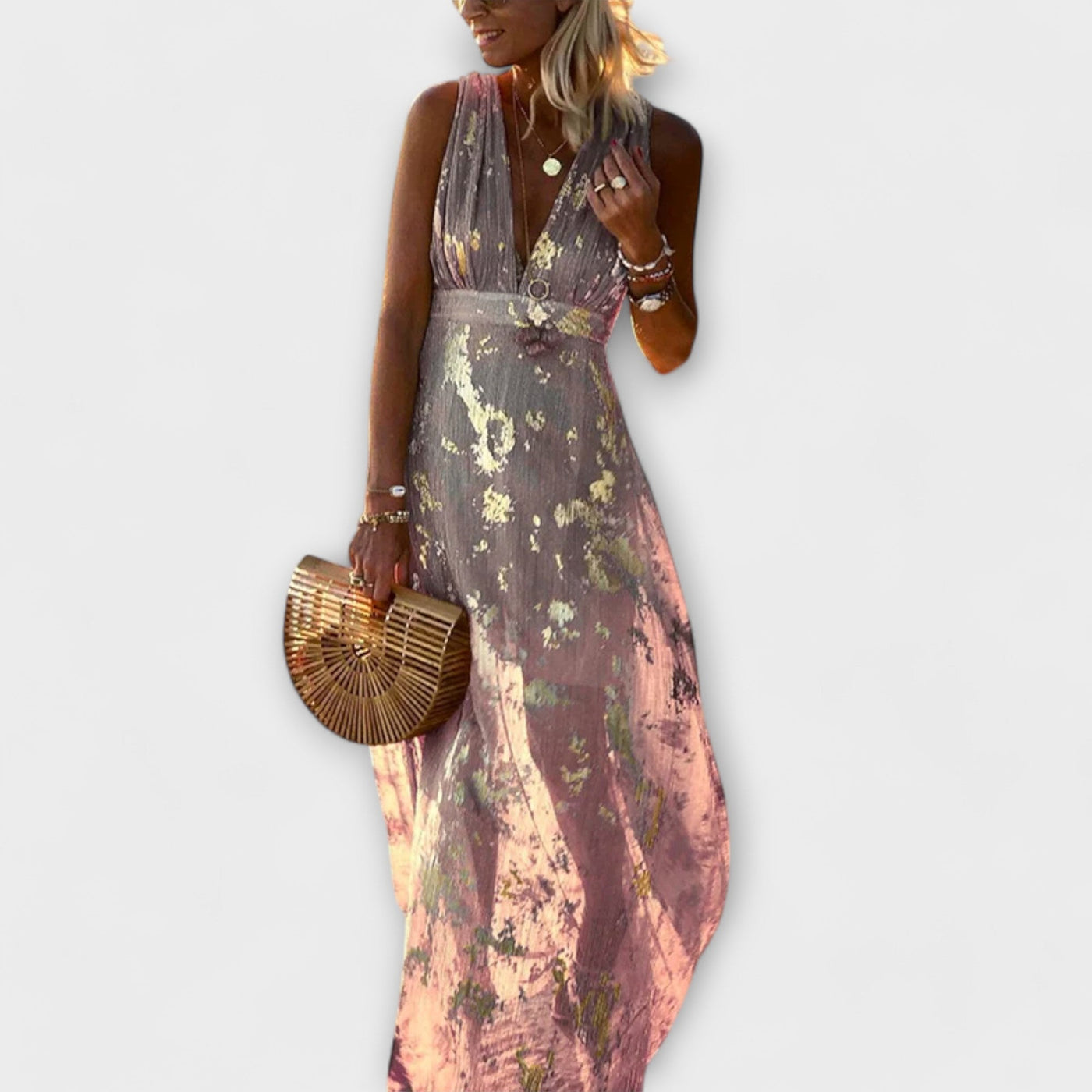 V-Ausschnitt Kleid mit Glitzerverzierungen