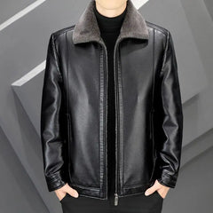 Blackridge™ Premium-Lederjacke mit Thermofutter in Schwarz
