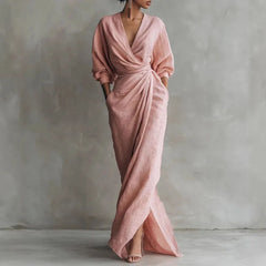 Susan | Damen Wickel V-Ausschnitt Maxikleid in Rosa