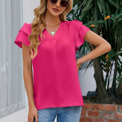 Pauline™ Bluse mit gestuften Ärmeln und Frontfalte in Fuchsia