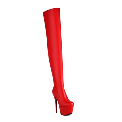 Damen Overknee Stiefel | Hoher Stiletto-Plateau
