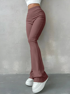 Virginia® | Gerippte Schlaghose mit hoher Taille in Dunkelbraun