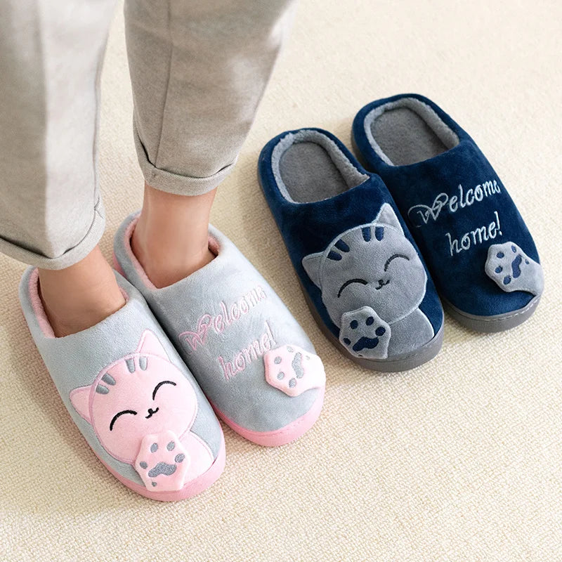 Damen Hausschuhe mit Katzen-Design | Weich und Warme