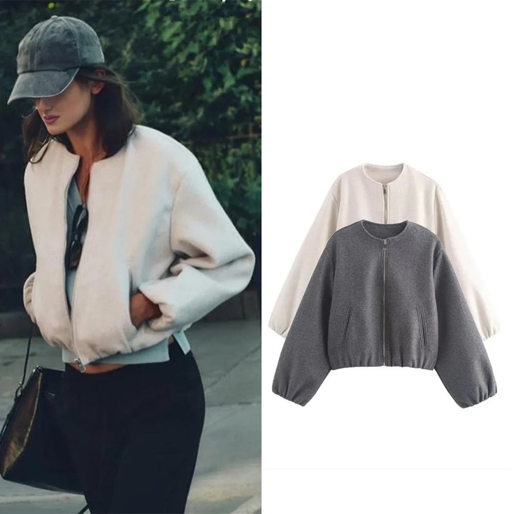 Damen Rundhals Übergangsjacke | Langarm