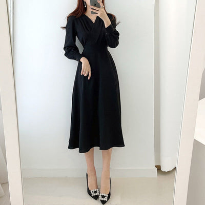 Monique - V-Ausschnitt Puffärmel Kleid