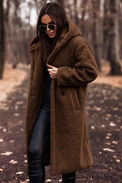 Damen Winter Kapuze Weich Langer Mantel | Warme