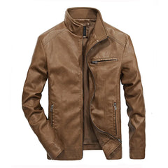Detlef® | Lässige Lederjacke in Khaki
