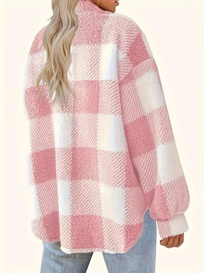 Damen Fleece Jacke mit Karomuster | Warme
