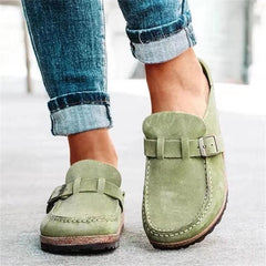 Wildleder-Loafer mit Schnalle für Damen in Grün