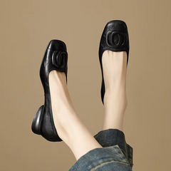Camilles | Damen Ballerinas aus Weichem Leder – Leder Ballerinas Komfort in Schwarz