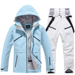 Unisex Winter Skianzug | Zweiteiliges Set in Hellblau / Weiß
