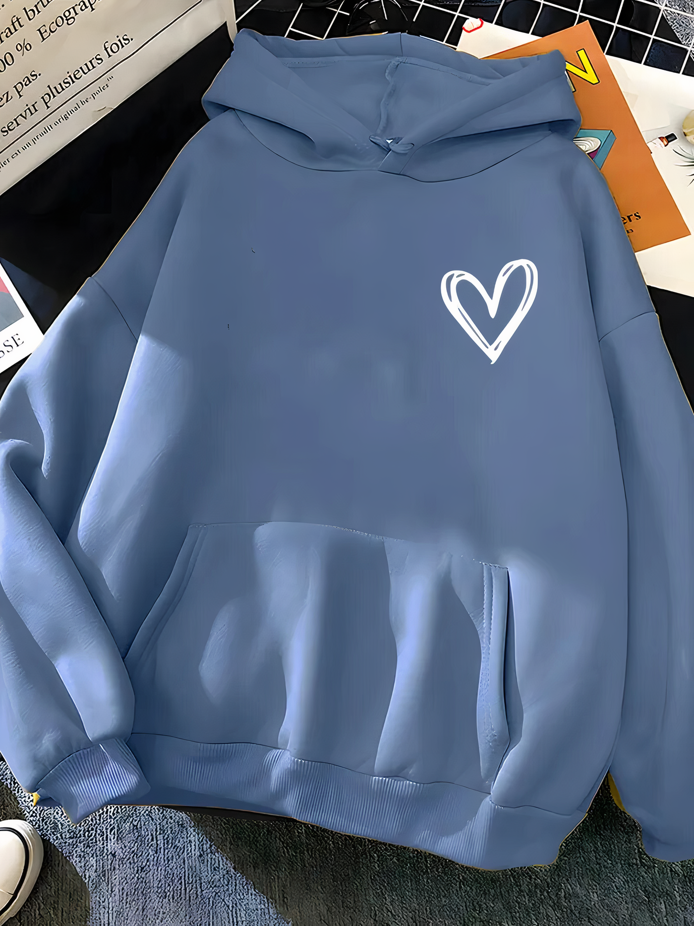 Damen Freizeit Kapuzenpullover mit Herz | Lockere Passform