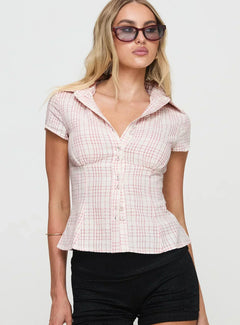 ANNA - Fitted Bluse in Rosa
