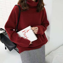 Zora | Eleganter Rollkragenpullover für Damen Freizeit in Rot