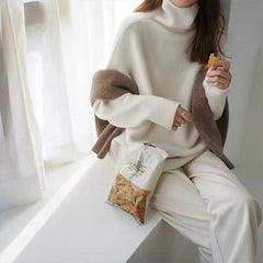 Zora | Eleganter Rollkragenpullover für Damen Freizeit in Weiß