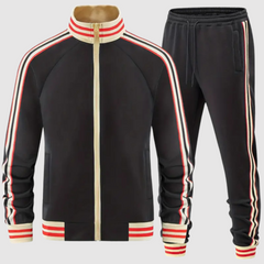 Oscar - Set aus gestreiftem Trainingsanzug und Sporthose für Herren in Schwarz