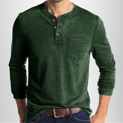 Charles - Langärmeliges Herren-T-Shirt in Grün