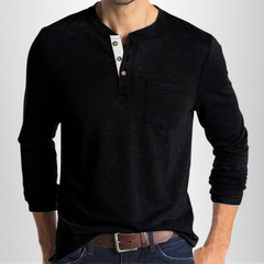 Charles - Langärmeliges Herren-T-Shirt in Schwarz