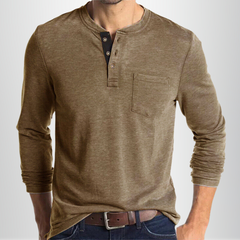 Charles - Langärmeliges Herren-T-Shirt in Braun