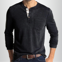 Charles - Langärmeliges Herren-T-Shirt in Dunkelgrau