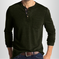 Charles - Langärmeliges Herren-T-Shirt in Dunkelgrün