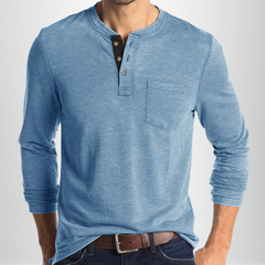 Charles - Langärmeliges Herren-T-Shirt in Hellblau