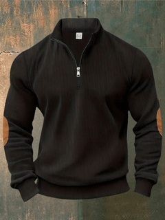 JOHN - ROLLKRAGENPULLOVER MIT HALBEM REISSVERSCHLUSS in Schwarz