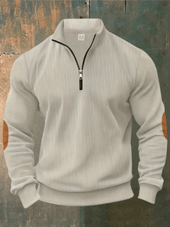 JOHN - ROLLKRAGENPULLOVER MIT HALBEM REISSVERSCHLUSS in Beige