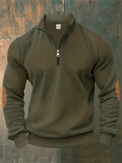JOHN - ROLLKRAGENPULLOVER MIT HALBEM REISSVERSCHLUSS in Militärgrün