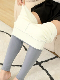 Leggings mit hoher Taille und warmem Plüschfutter in Black