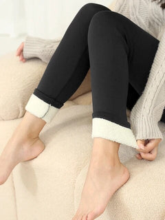 Leggings mit hoher Taille und warmem Plüschfutter in Himmelblau
