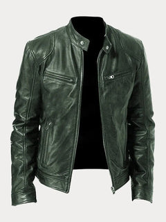 JACKSON - CASUAL-LEDERJACKE in Militärgrün