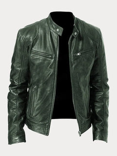 David™ - Casual Lederjacke in Militärgrün