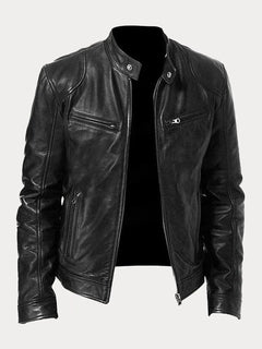 David™ - Casual Lederjacke in Schwarz
