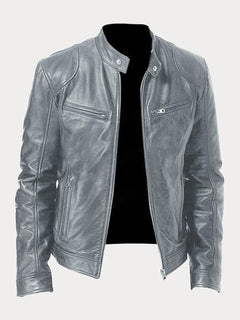 JACKSON - CASUAL-LEDERJACKE in Grau