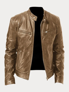 David™ - Casual Lederjacke in Khaki