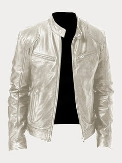 JACKSON - CASUAL-LEDERJACKE in Silber