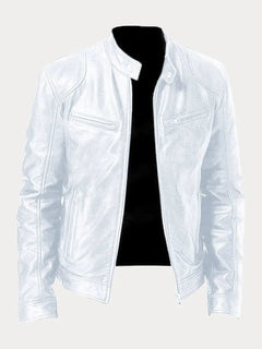 JACKSON - CASUAL-LEDERJACKE in Weiß