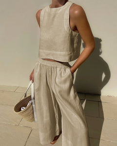 Damen Minimalistisch Leichte Zweiteiliges Set | Sommer in Beige