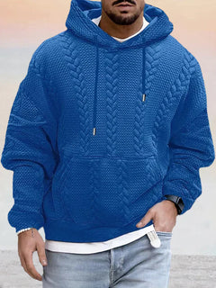 Texturierter, weit geschnittener Kapuzenpullover -  DOMI in Blau