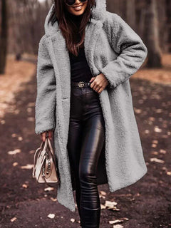 Bridgette - Teddy Jacke Plüsch Pelzmantel in Grau