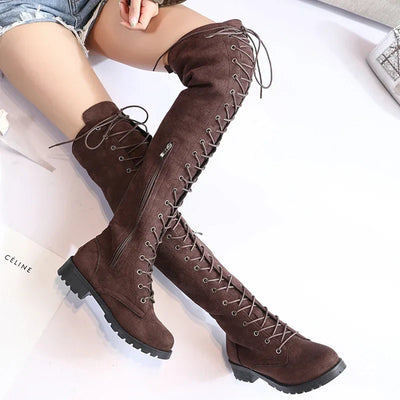 Damen Stilvoll Overknee-Stiefel | Schnüren