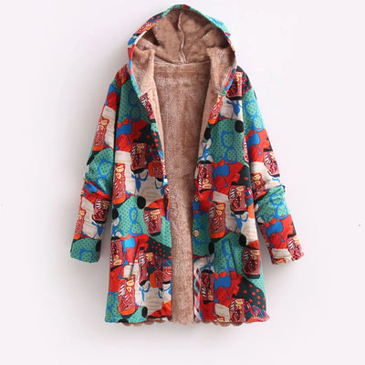 Bedruckte Fleece Jacke für Damen | Mit Kapuze