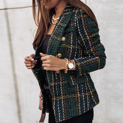Tove - Schicker Karo-Blazer in Dunkelgrün