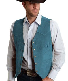 Herren Trachtenhemd | Geknöpftes Vest in Blau