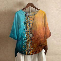 Lily | Laternenärmel Blumenmuster Bluse in Blau/Orange