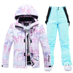Damen Winter Skianzug | Jacke und Hose in Lila / Blau