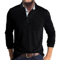 Jörg™ | Herren Langarmshirt in Unifarbe in Schwarz