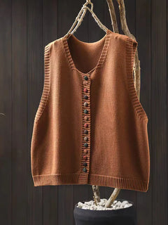 Rosalie | Strickweste mit Knöpfen in Orange