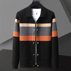 GERBICH - STRICKJACKE MIT STREIFEN UND KNÖPFEN in Orange
